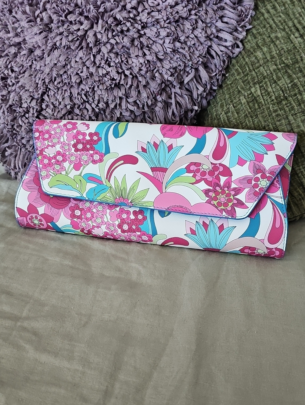 Floral Print Pink Clutch Bag